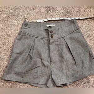 Elegant High Waist Gray Checkered Shorts